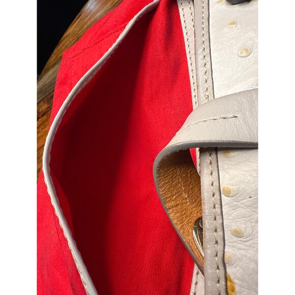 Dooney and Bourke Ostrich Shoulder or Handbag White Taupe Leather - Picture 13 of 16